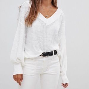 Free People Ivory Thermal Southside Sweater